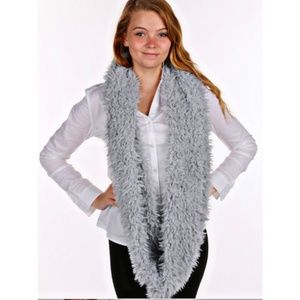 FRINGED SOFT FUR INFINITY SCARF